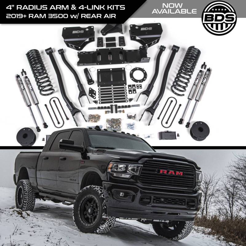 BDS Suspension 4" 4Link Lift Kit 20192021 RAM 3500 3" Rear Block w Air