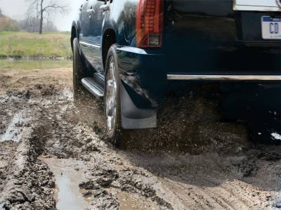 Weathertech - WeatherTech No Drill MudFlaps without flares; Rear MudFlap will not fit Flareside stylebox; Will not fit Raptor model; does not fit models with wheel well liner Black  2004 - 2007 Ford F150 Reg/Sup/CrewCab 120002