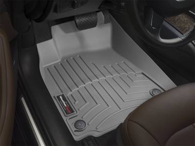 Weathertech - WeatherTech Front FloorLiner Fits models with footrest in forward left corner fo the driver side floor space only: does not fit models with manual 4x4 shifter; SuperCrew and SuperCab Grey 2012 - 2016 Ford F-250/F-350/F-450/F-550 464331