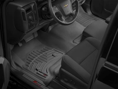 Weathertech - WeatherTech Front FloorLiner Fits Crew Cab and Double Cab; Fits 1500 models only; fits models with bench seats only Black 2014 - 2018 Chevrolet Silverado 445431