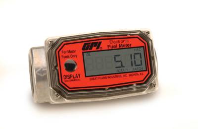 GPI - 01A31GM-METHANOL turbine flow meter, 3-30 GPM, 1-inch FNPT with 0.75-inch reducers