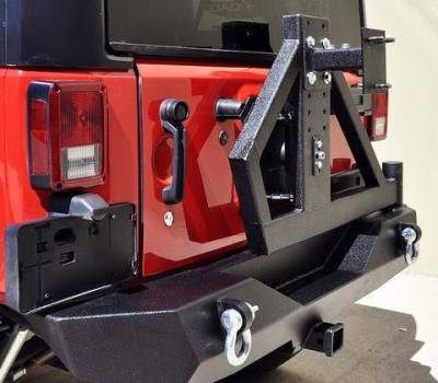 DV8 Offroad - DV8 - Single Action Rear Bumper &Tire Carrier  w/ Bearing 2007-2018 Wrangler JK    (RBSTTB-02)