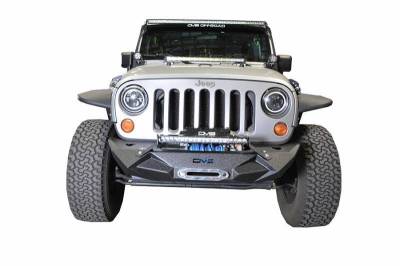 DV8 Offroad - DV8 - Stubby  Front Bumper w/Light bracket  & winch plate 2007-2018 Wrangler JK  (FBSHTB-24)