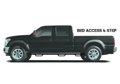 N-Fab - N-Fab Podium Step LG-Wheel-to-Wheel with Bed Access (3 Steps per Side)-3 in. Main Tube Diameter-2017-2019 Chevy Silverado/GMC Sierra 2500 HD/3500 HD 6ft. 6in. Bed Crew Cab-Textured Black