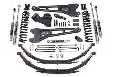 BDS - BDS 4 Inch Lift Kit w/Radius Arm, NX2 Shocks and Leaf Springs for Ford F250/F350 Super Duty (05-07) 4WD Diesel (1933H)