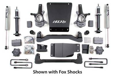 BDS 4 Inch Lift Kit w/NX2 Shocks and 5" Rear Block Kit for Chevy Silverado or GMC Sierra 1500 (07-13) 4WD (184H)
