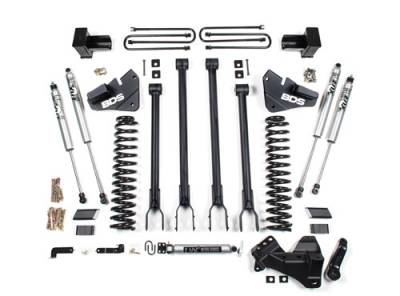 BDS 4 Inch Lift Kit 4-Link Conversion w/NX2 Shocks and 5" Rear Block for Ford F250/F350 Super Duty w/2 Leaf Main (17-19) 4WD Diesel (1537H)