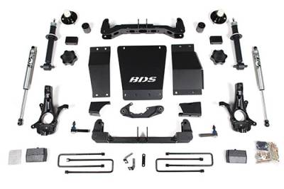 BDS 4 Inch Lift Kit w/NX2 Shocks and Rear Block Kit for Chevy Silverado or GMC Sierra 1500 w/Aluminum or Stamped Steel Control Arms (14-18) 4WD (713H)