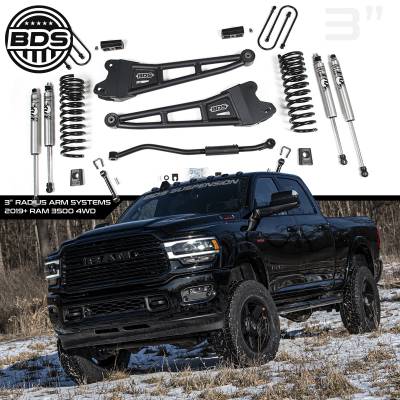 BDS 3 Inch Lift Kit w/Radius Arm and NX2 Shocks for Ram 3500 w/Overloads (19-24) 4WD Diesel (1654H)