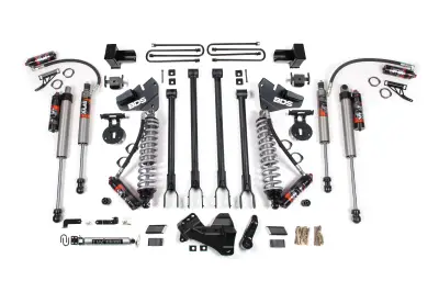 BDS 4 Inch Lift Kit w/ 4-Link FOX 2.5 Performance Elite Coil-Over Conversion 5" Rear for 2 Leaf Main Ford F250/F350 Super Duty (17-19) 4WD Diesel (1964FPE)