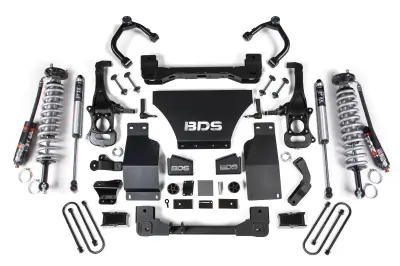 BDS 4 Inch Lift Kit FOX 2.5 Performance Elite Coil-Over w/Fox Shocks for Chevy Silverado or GMC Sierra 1500 (2025) 4WD Gas (1851PSS)