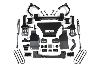 BDS 4 Inch Lift Kit w/Fox Shocks and Strut Spacer for Chevy Silverado or GMC Sierra 1500 (2025) 4WD Gas (1851FS)