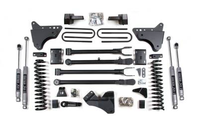 BDS 4 Inch Lift Kit w/ 4-Link, Fox Shocks and Rear Block Kit for Ford F250/F350 Super Duty (11-16) 4WD Diesel (590FS)