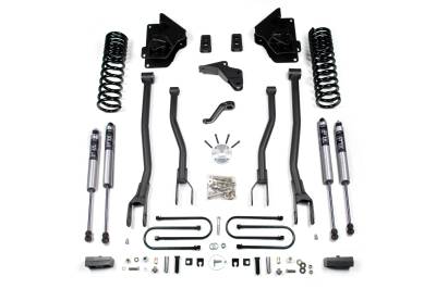 BDS 4 Inch Lift Kit w/ 4-Link, Fox Shocks, and 2" Rear Block Kit for Ram 3500 (13-18) 4WD Diesel (1776FS)