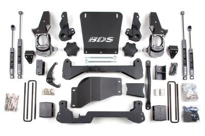 BDS 7 Inch Lift Kit w/Fox Shocks and 5" Rear Block for Chevy Silverado or GMC Sierra 2500HD/3500 w/Narrow Track Knuckles (01-10) 4WD (1818FS)